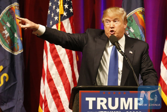 U.S. Republican Party (GOP) front-runner Donald Trump. (Xinhua) U.S. Republican Party (GOP) front-runner Donald Trump. (Xinhua)