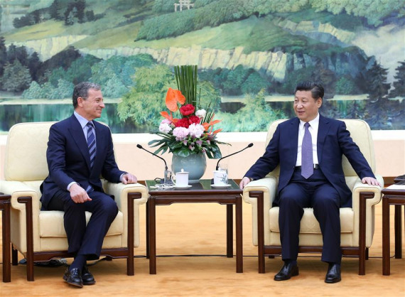 Chinese President Xi Jinping (R) meets with Bob Iger, vice chair of U.S.-China Business Council and chairman and chief executive officer of the Walt Disney Company, in Beijing, capital of China, May 5, 2016. (Photo: Xinhua/Pang Xinglei) Chinese President Xi Jinping (R) meets with Bob Iger, vice chair of U.S.-China Business Council and chairman and chief executive officer of the Walt Disney Company, in Beijing, capital of China, May 5, 2016. (Photo: Xinhua/Pang Xinglei)