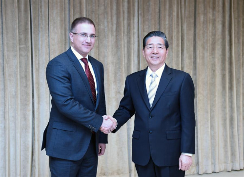 Chinese State Councilor and Minister of Public Security Guo Shengkun (R) meets with Serbian Interior Minister Nebojsa Stefanovic in Beijing, capital of China, May 16, 2016. (Photo: Xinhua/Zhang Ling) Chinese State Councilor and Minister of Public Security Guo Shengkun (R) meets with Serbian Interior Minister Nebojsa Stefanovic in Beijing, capital of China, May 16, 2016. (Photo: Xinhua/Zhang Ling)