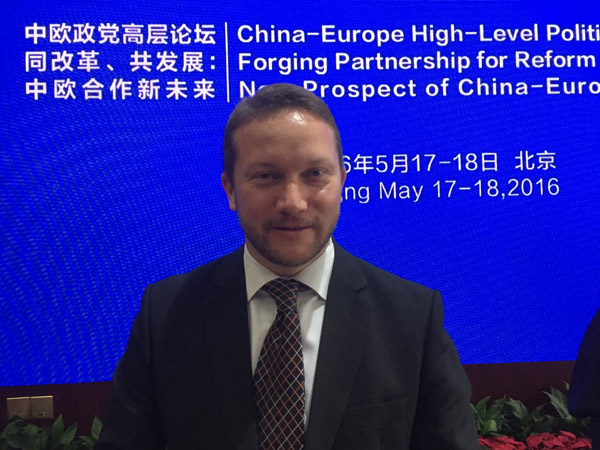 Ujhelyi Istvan at the 5th China-Europe High-Level Political Parties Forum on May 18 in Beijing. (Photo by Chen Yingqun/chinadaily.com.cn) Ujhelyi Istvan at the 5th China-Europe High-Level Political Parties Forum on May 18 in Beijing. (Photo by Chen Yingqun/chinadaily.com.cn)