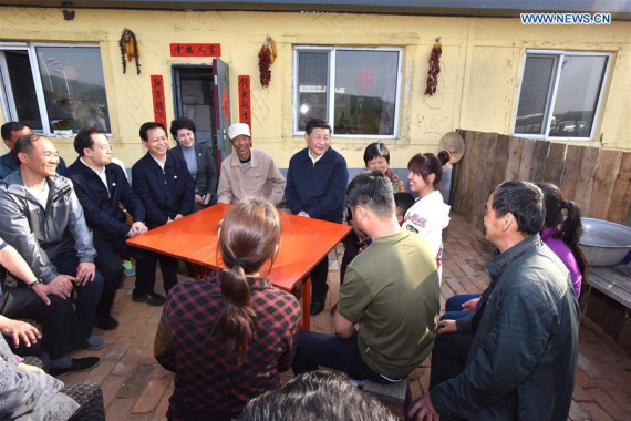 Chinese PresidentXi Jinpingpays a visit to the home of forestry staff Liu Yangshun (5th L) in Shangganling Forestry Bureau in Yichun, northeast China's Heilongjiang Province, May 23, 2016. Xi Jinping made an inspection tour in Heilongjiang from May 23 to 25. (Photo: Xinhua/Li Tao) Chinese PresidentXi Jinpingpays a visit to the home of forestry staff Liu Yangshun (5th L) in Shangganling Forestry Bureau in Yichun, northeast China's Heilongjiang Province, May 23, 2016. Xi Jinping made an inspection tour in Heilongjiang from May 23 to 25. (Photo: Xinhua/Li Tao)