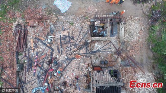 Buildings have been damaged by tornado at a village in Wenchang City, South China’s Hainan Province, June 5, 2016. One person died and eleven were injured in the tornado. (Photo/CFP) Buildings have been damaged by tornado at a village in Wenchang City, South China’s Hainan Province, June 5, 2016. One person died and eleven were injured in the tornado. (Photo/CFP)