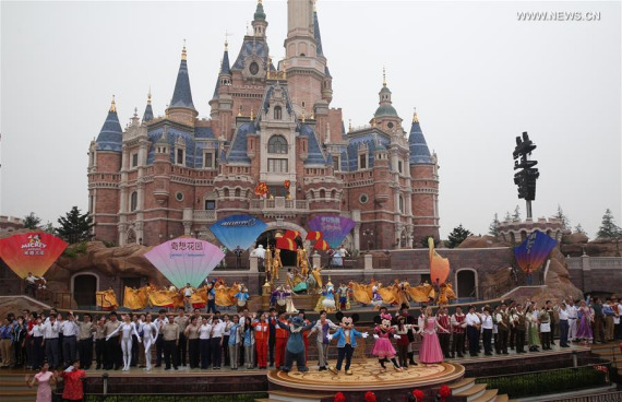An opening ceremony is held in Shanghai Disney Resort in Shanghai, east China, June 16, 2016. The Shanghai Disney Resort, with a unique blend of Disney magic and Chinese culture, officially opened Thursday. (Photo: Xinhua/Ren Long) An opening ceremony is held in Shanghai Disney Resort in Shanghai, east China, June 16, 2016. The Shanghai Disney Resort, with a unique blend of Disney magic and Chinese culture, officially opened Thursday. (Photo: Xinhua/Ren Long)