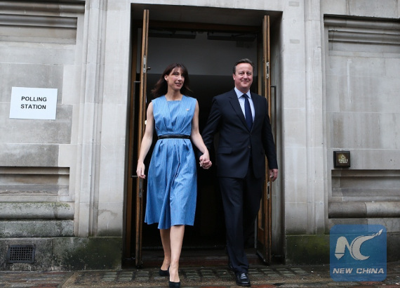 Britain's Prime Minister, David Cameron and his wife Samantha leave the Central Methodist Hall polling station after casting their votes for the EU Referendum in London, on June 23, 2016. (Photo: Xinhua/Han Yan) Britain's Prime Minister, David Cameron and his wife Samantha leave the Central Methodist Hall polling station after casting their votes for the EU Referendum in London, on June 23, 2016. (Photo: Xinhua/Han Yan)
