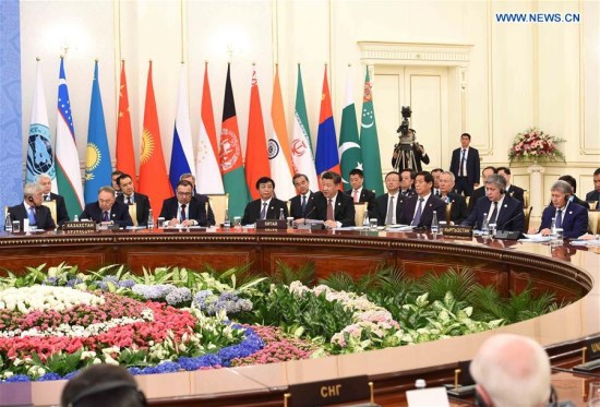 Chinese President Xi Jinping attends the 16th Shanghai Cooperation Organization (SCO) Council of Heads of State meeting in Tashkent, Uzbekistan, June 24, 2016. (Xinhua/Rao Aimin)