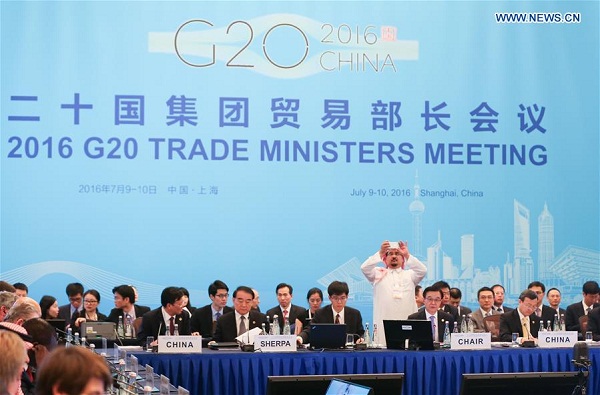 The G20 Trade Ministers Meeting is held in Shanghai, east China, July 9, 2016. (Xinhua/Pei Xin) The G20 Trade Ministers Meeting is held in Shanghai, east China, July 9, 2016. (Xinhua/Pei Xin)