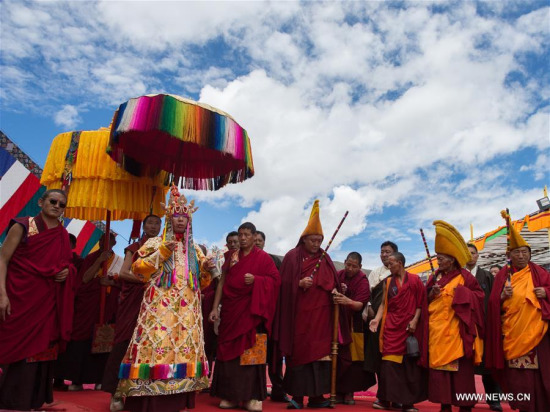 The 11th Panchen Lama Bainqen Erdini Qoigyijabu arrives for the Kalachakra ritual in Xigaze, southwest China's Tibet Autonomous Region, July 24, 2016. (Xinhua/Purbu Zhaxi) The 11th Panchen Lama Bainqen Erdini Qoigyijabu arrives for the Kalachakra ritual in Xigaze, southwest China's Tibet Autonomous Region, July 24, 2016. (Xinhua/Purbu Zhaxi)