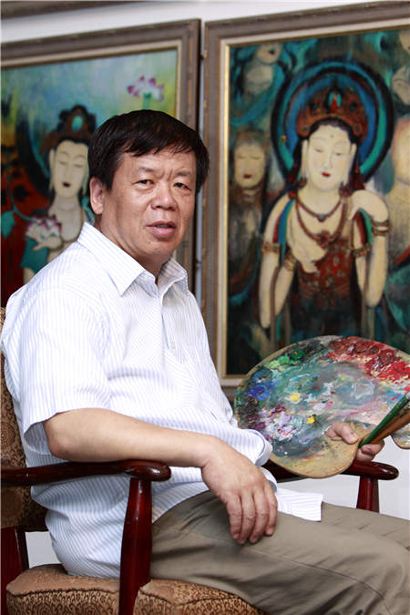 Chang Jiahuang started opening modern caves not far from the Mogao Grottoes, in accordance with his father Chang Shuhong's will. Photos Provided to China Daily Chang Jiahuang started opening modern caves not far from the Mogao Grottoes, in accordance with his father Chang Shuhong's will. Photos Provided to China Daily