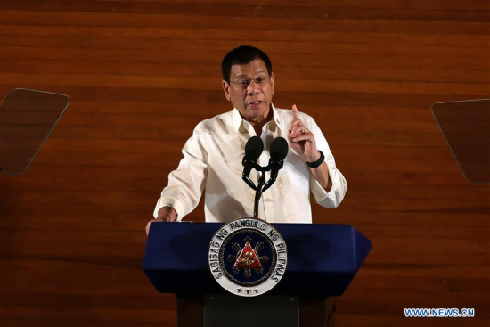 Philippine President Rodrigo Duterte delivers his speech during the State of the Nation Address in Quezon City, the Philippines, July 25, 2016. (Xinhua/Rouelle Umali) Philippine President Rodrigo Duterte delivers his speech during the State of the Nation Address in Quezon City, the Philippines, July 25, 2016. (Xinhua/Rouelle Umali)