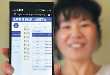 A member of staff at Anhui's Jinzhai county government displays the Gansu poverty database. Liu Junxi/Xinhua A member of staff at Anhui's Jinzhai county government displays the Gansu poverty database. Liu Junxi/Xinhua