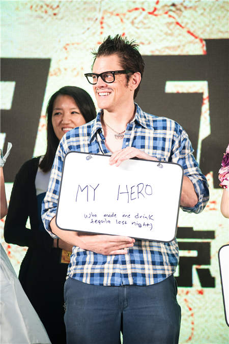 Johnny Knoxville shows a board at the film's news release in Beijing. He is known for the MTV reality stunt show Jackass. Johnny Knoxville shows a board at the film's news release in Beijing. He is known for the MTV reality stunt show Jackass.