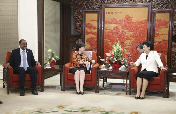 Chinese Vice Premier Liu Yandong (R) meets with Director-General of the World Health Organization Margaret Chan (2nd L) and UN under-secretary-general and Executive Director of UNAIDS Michel Sidibe (1st L) in Beijing, capital of China, July 28, 2016. (Photo: Xinhua/Yao Dawei) Chinese Vice Premier Liu Yandong (R) meets with Director-General of the World Health Organization Margaret Chan (2nd L) and UN under-secretary-general and Executive Director of UNAIDS Michel Sidibe (1st L) in Beijing, capital of China, July 28, 2016. (Photo: Xinhua/Yao Dawei)