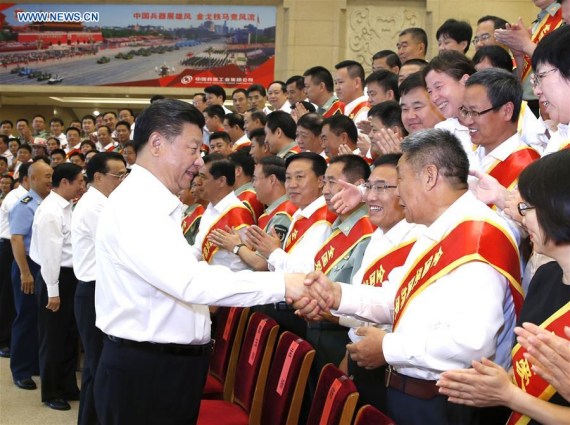 Chinese President Xi Jinping (L, front) and Premier Li Keqiang meet with representatives from model organizations and individuals who are here to receive awards for promoting military-civilian solidarity in Beijing, capital of China, July 29, 2016. (Photo: Xinhua/Ju Peng) Chinese President Xi Jinping (L, front) and Premier Li Keqiang meet with representatives from model organizations and individuals who are here to receive awards for promoting military-civilian solidarity in Beijing, capital of China, July 29, 2016. (Photo: Xinhua/Ju Peng)