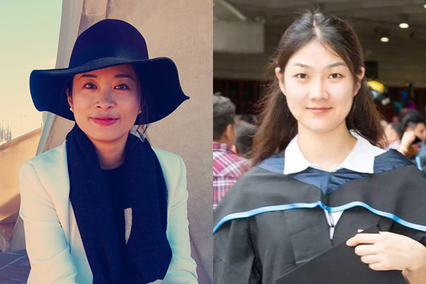 Gu Weiqi (L) in Barcelona and Wang Lidong (R) at her graduation ceremony in Hong Kong. (Photos provided to chinadaily.com.cn) Gu Weiqi (L) in Barcelona and Wang Lidong (R) at her graduation ceremony in Hong Kong. (Photos provided to chinadaily.com.cn)