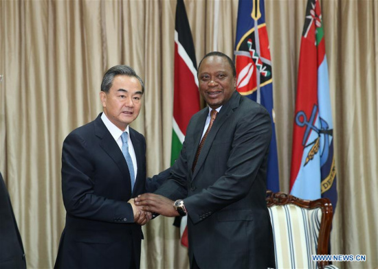 Kenyan President Uhuru Kenyatta (R) meets with Chinese Foreign Minister Wang Yi in Nairobi, Kenya, Aug. 10, 2016. (Xinhua/Pan Siwei) Kenyan President Uhuru Kenyatta (R) meets with Chinese Foreign Minister Wang Yi in Nairobi, Kenya, Aug. 10, 2016. (Xinhua/Pan Siwei)