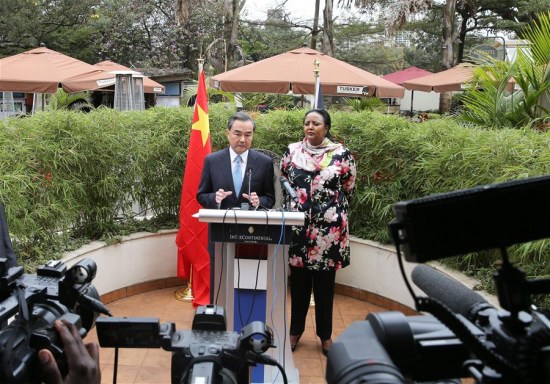 Chinese Foreign Minister Wang Yi (L) speaks during a joint press conference with his Kenyan counterpart Amina Mohamed after their talks in Nairobi, Kenya, Aug. 10, 2016. (Xinhua/Pan Siwei) Chinese Foreign Minister Wang Yi (L) speaks during a joint press conference with his Kenyan counterpart Amina Mohamed after their talks in Nairobi, Kenya, Aug. 10, 2016. (Xinhua/Pan Siwei)