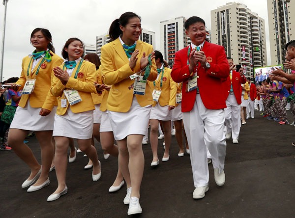The Chinese team seen during the opening ceremony of the Rio Olympic Games on Aug 3, 2016.(Photo/Xinhua)