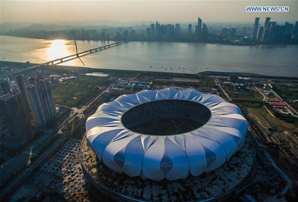 This aerial photo taken on Sept 16, 2015 shows the Hangzhou Olympic Sports Center in Hangzhou, capital of East China's Zhejiang province. (Photo/Xinhua) This aerial photo taken on Sept 16, 2015 shows the Hangzhou Olympic Sports Center in Hangzhou, capital of East China's Zhejiang province. (Photo/Xinhua)