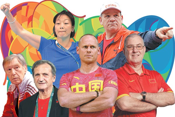 From left to right: Daniel Levavasseur, France, fencing; Bruno Bini, France, soccer; Mayuko Fujiki, Japan, synchronized swimming; Benoit Vetu, France, track cycling; Randall Huntington, US, track and field; and Tom Maher, Australia, basketball. (Photo illustration by China Daily) From left to right: Daniel Levavasseur, France, fencing; Bruno Bini, France, soccer; Mayuko Fujiki, Japan, synchronized swimming; Benoit Vetu, France, track cycling; Randall Huntington, US, track and field; and Tom Maher, Australia, basketball. (Photo illustration by China Daily)