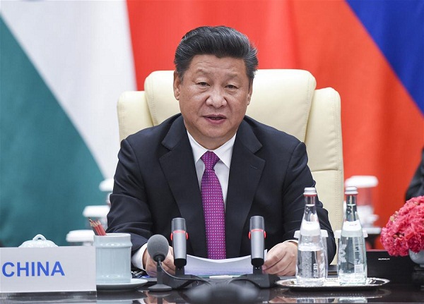 Chinese President Xi Jinping attends a BRICS leaders' meeting on the sidelines of a summit of the Group of 20 (G20) major economies in Hangzhou, capital city of east China's Zhejiang Province, Sept. 4, 2016. Indian Prime Minister Narendra Modi, South African President Jacob Zuma, Brazilian President Michel Temer and Russian President Vladimir Putin also attended the meeting. (Xinhua/Li Xueren) Chinese President Xi Jinping attends a BRICS leaders' meeting on the sidelines of a summit of the Group of 20 (G20) major economies in Hangzhou, capital city of east China's Zhejiang Province, Sept. 4, 2016. Indian Prime Minister Narendra Modi, South African President Jacob Zuma, Brazilian President Michel Temer and Russian President Vladimir Putin also attended the meeting. (Xinhua/Li Xueren)