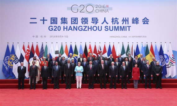 Chinese President Xi Jinping and other leaders of the Group of 20 (G20) members, some guest countries and international organizations pose for a group photo ahead of the opening ceremony of the G20 summit in Hangzhou, capital of east China's Zhejiang Province, Sept. 4, 2016. (Photo: Xinhua/Pang Xinglei) Chinese President Xi Jinping and other leaders of the Group of 20 (G20) members, some guest countries and international organizations pose for a group photo ahead of the opening ceremony of the G20 summit in Hangzhou, capital of east China's Zhejiang Province, Sept. 4, 2016. (Photo: Xinhua/Pang Xinglei)