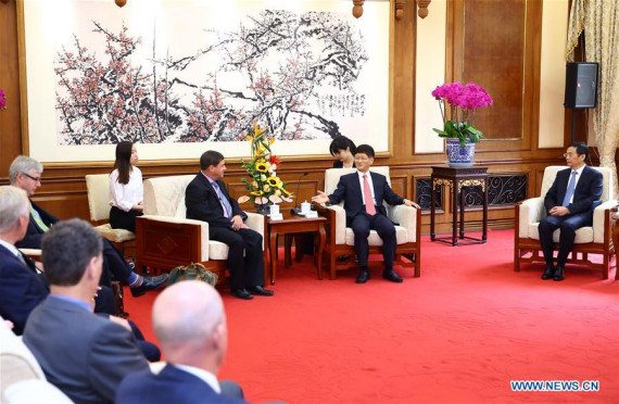Meng Jianzhu, head of the Commission for Political and Legal Affairs of the Communist Party of China (CPC) Central Committee, meets with Daniel Jean, national security advisor to the Canadian Prime Minister, who is here for the first China-Canada High-Level National Security and Rule of Law Dialogue, in Beijing, capital of China, Sept. 12, 2016. (Photo: Xinhua/Ding Haitao)