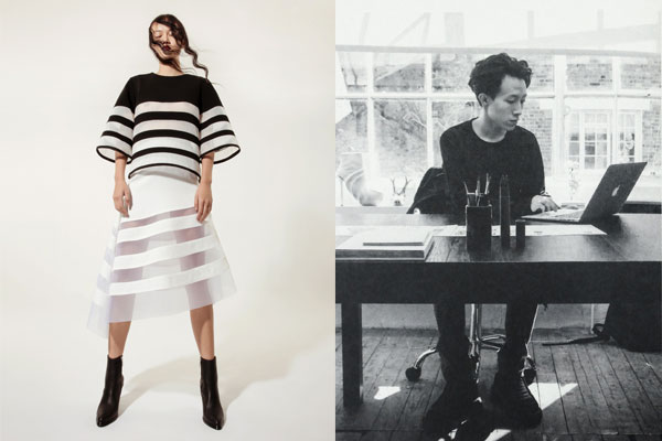 Left: Robert Wun's Spring/Summer 2017 collection. Right: Robert Wun in his studio. (Photo provided to chinadaily.com.cn) Left: Robert Wun's Spring/Summer 2017 collection. Right: Robert Wun in his studio. (Photo provided to chinadaily.com.cn)