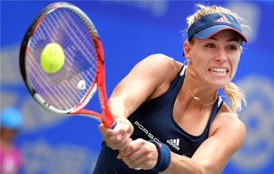 Angelique Kerber returns a shot during her game with Kristina Mladenovic in the second round of the WTA Wuhan Open on Sept 27, 2016. Kerber overcame a slow start to see off Kristina Mladenovic to reach the third round. (Photo/Xinhua) Angelique Kerber returns a shot during her game with Kristina Mladenovic in the second round of the WTA Wuhan Open on Sept 27, 2016. Kerber overcame a slow start to see off Kristina Mladenovic to reach the third round. (Photo/Xinhua)