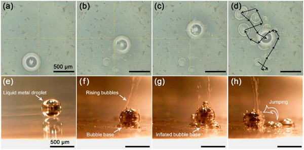 Traces of the jumping liquid metal droplet. (Photo from CAS's WeChat account) Traces of the jumping liquid metal droplet. (Photo from CAS's WeChat account)