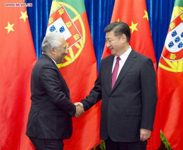 Chinese President Xi Jinping (R) meets with Portuguese Prime Minister Antonio Costa in Beijing, capital of China, Oct. 8, 2016. (Photo: Xinhua/Wang Ye) Chinese President Xi Jinping (R) meets with Portuguese Prime Minister Antonio Costa in Beijing, capital of China, Oct. 8, 2016. (Photo: Xinhua/Wang Ye)