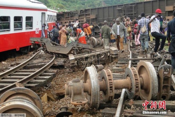 A train derails at Eseka station of Central Region in Cameroon at around 12:30 Friday local time (11:30 GMT). (Photo/Chinanews.com) A train derails at Eseka station of Central Region in Cameroon at around 12:30 Friday local time (11:30 GMT). (Photo/Chinanews.com)