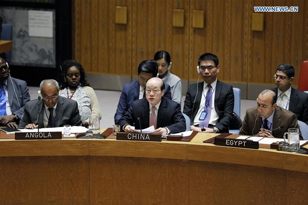 Liu Jieyi (C, front), Chinese Permanent Representative to the United Nations, addresses the UN Security Council open debate on cooperation between the United Nations and regional and subregional organizations in maintaining international peace and security at the UN headquarters in New York, the United States, Oct. 28, 2016. (Xinhua/Li Muzi) Liu Jieyi (C, front), Chinese Permanent Representative to the United Nations, addresses the UN Security Council open debate on cooperation between the United Nations and regional and subregional organizations in maintaining international peace and security at the UN headquarters in New York, the United States, Oct. 28, 2016. (Xinhua/Li Muzi)