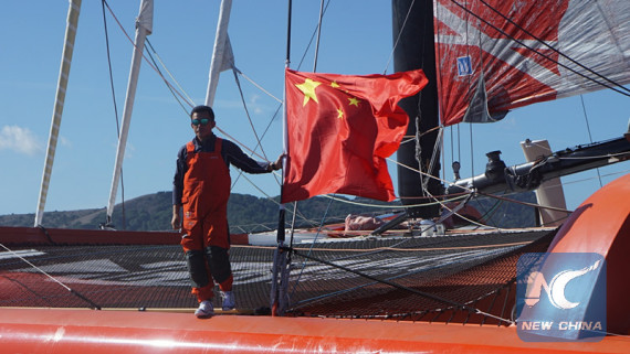 Guo Chuan preparing for his trans-Pacific sailing on Oct. 19, 2016. (Photo: Xinhua/Xu Yong) Guo Chuan preparing for his trans-Pacific sailing on Oct. 19, 2016. (Photo: Xinhua/Xu Yong)
