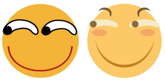 A contrast of the "drool" emoji (left) and the updated "funny" emoji (right) (Photo provided to chinadaily.com.cn) A contrast of the "drool" emoji (left) and the updated "funny" emoji (right) (Photo provided to chinadaily.com.cn)