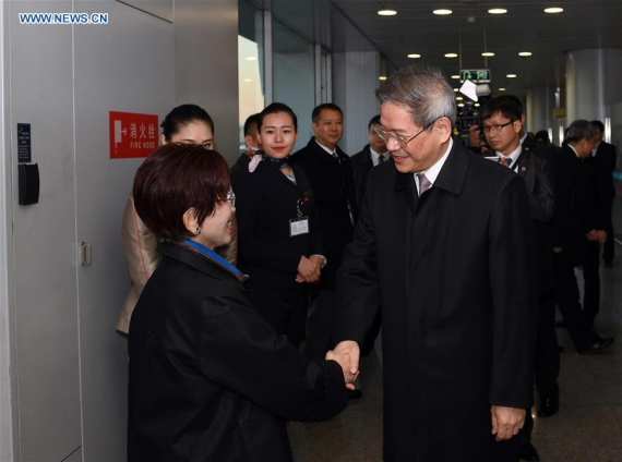 Hung Hsiu-chu (L), leader of Taiwan's Kuomintang Party (KMT), is received by Zhang Zhijun (R), head of the Taiwan Work Office of the Communist Party of China Central Committee, after her arrival at the Beijing Capital International Airport in Beijing, capital of China, Oct. 31, 2016. (Photo: Xinhua/Chen Yehua) Hung Hsiu-chu (L), leader of Taiwan's Kuomintang Party (KMT), is received by Zhang Zhijun (R), head of the Taiwan Work Office of the Communist Party of China Central Committee, after her arrival at the Beijing Capital International Airport in Beijing, capital of China, Oct. 31, 2016. (Photo: Xinhua/Chen Yehua)
