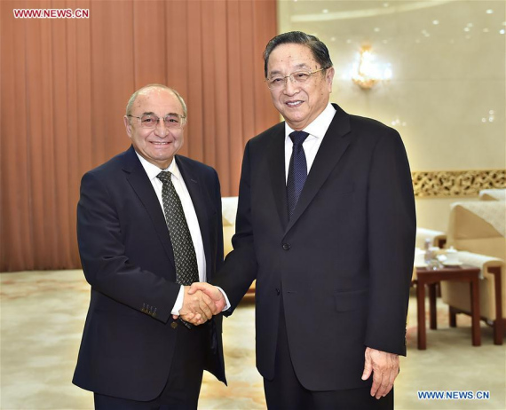 Yu Zhengsheng (R), chairman of the National Committee of the Chinese People's Political Consultative Conference, meets with Vazgen Manukyan, chairman of Armenia's Public Council, in Beijing, capital of China, Nov. 3, 2016. (Photo: Xinhua/Li Tao) Yu Zhengsheng (R), chairman of the National Committee of the Chinese People's Political Consultative Conference, meets with Vazgen Manukyan, chairman of Armenia's Public Council, in Beijing, capital of China, Nov. 3, 2016. (Photo: Xinhua/Li Tao)