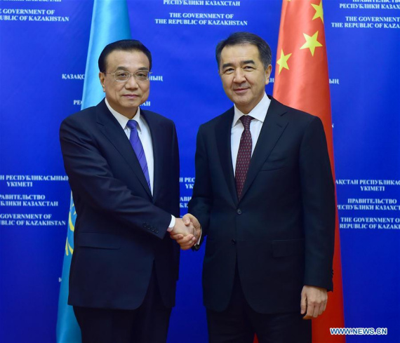 Chinese Premier Li Keqiang (L) and his Kazakh counterpart Bakytzhan Sagintayev hold the third regular meeting between the two countries' prime ministers in Astana, Kazakhstan, Nov. 3, 2016. (Photo: Xinhua/Zhang Duo) Chinese Premier Li Keqiang (L) and his Kazakh counterpart Bakytzhan Sagintayev hold the third regular meeting between the two countries' prime ministers in Astana, Kazakhstan, Nov. 3, 2016. (Photo: Xinhua/Zhang Duo)