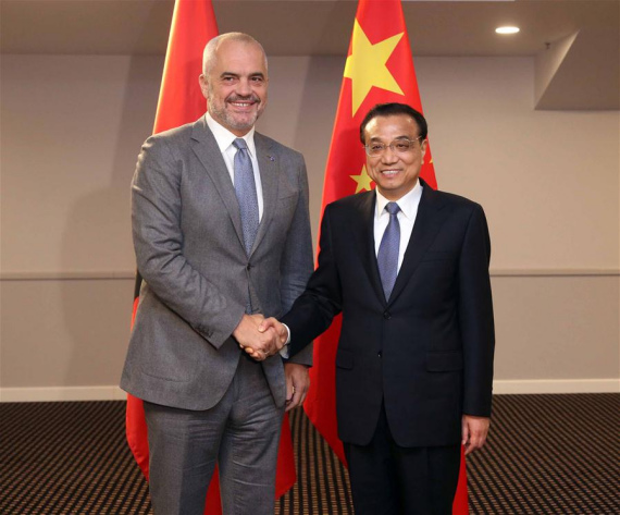 Chinese Premier Li Keqiang (R) meets with Albanian Prime Minister Edi Rama in Riga, Latvia, Nov. 4, 2016. (Photo: Xinhua/Liu Weibing) Chinese Premier Li Keqiang (R) meets with Albanian Prime Minister Edi Rama in Riga, Latvia, Nov. 4, 2016. (Photo: Xinhua/Liu Weibing)
