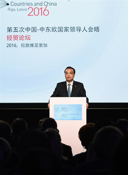 Chinese Premier Li Keqiang addresses the Sixth China and Central and Eastern European (CEE) Countries Economic and Trade Forum in Riga, Latvia, Nov. 5, 2016. (Xinhua/Xie Huanchi) Chinese Premier Li Keqiang addresses the Sixth China and Central and Eastern European (CEE) Countries Economic and Trade Forum in Riga, Latvia, Nov. 5, 2016. (Xinhua/Xie Huanchi)