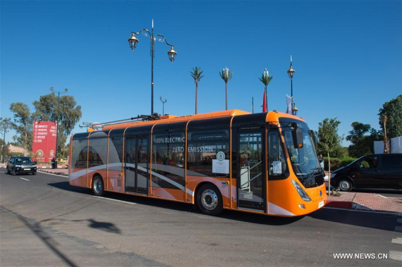 An electric bus from China drives on the road in Marrakech, Morocco, Nov. 9, 2016. (Photo:Xinhua/Meng Tao) An electric bus from China drives on the road in Marrakech, Morocco, Nov. 9, 2016. (Photo:Xinhua/Meng Tao)