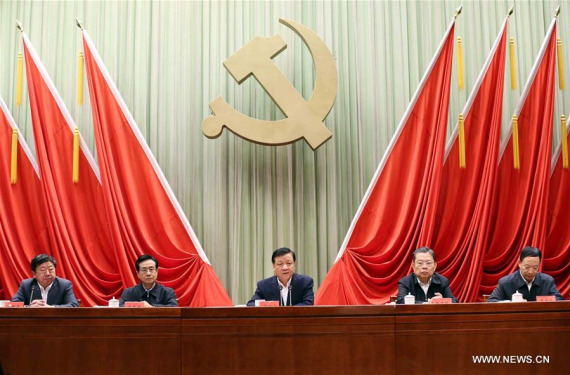 Liu Yunshan (C), president of the Party School of the Communist Party of China (CPC) Central Committee and member of the Standing Committee of the Political Bureau of the CPC Central Committee, attends the school's autumn semester opening ceremony in Beijing, capital of China, Nov. 14, 2016. (Photo: Xinhua/Liu Weibing) Liu Yunshan (C), president of the Party School of the Communist Party of China (CPC) Central Committee and member of the Standing Committee of the Political Bureau of the CPC Central Committee, attends the school's autumn semester opening ceremony in Beijing, capital of China, Nov. 14, 2016. (Photo: Xinhua/Liu Weibing)