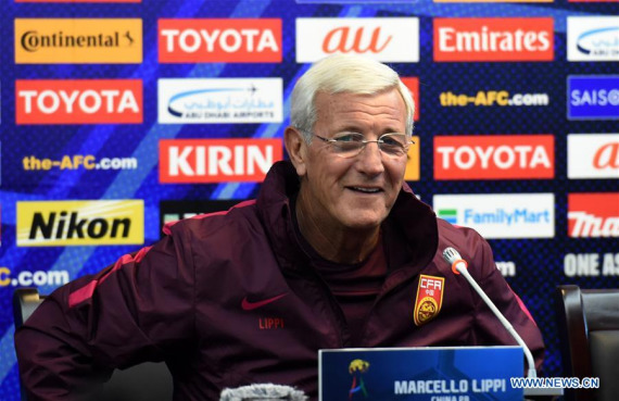 Marcello Lippi, head coach of China's national soccer team, reacts during the press conference for the 2018 FIFA World Cup Asian Zone Qualifiers against Qatar at Tuodong Sports Stadium in Kunming, capital of southwest China's Yunnan Province, on Nov. 14, 2016. (Photo: Xinhua/Lin Yiguang) Marcello Lippi, head coach of China's national soccer team, reacts during the press conference for the 2018 FIFA World Cup Asian Zone Qualifiers against Qatar at Tuodong Sports Stadium in Kunming, capital of southwest China's Yunnan Province, on Nov. 14, 2016. (Photo: Xinhua/Lin Yiguang)