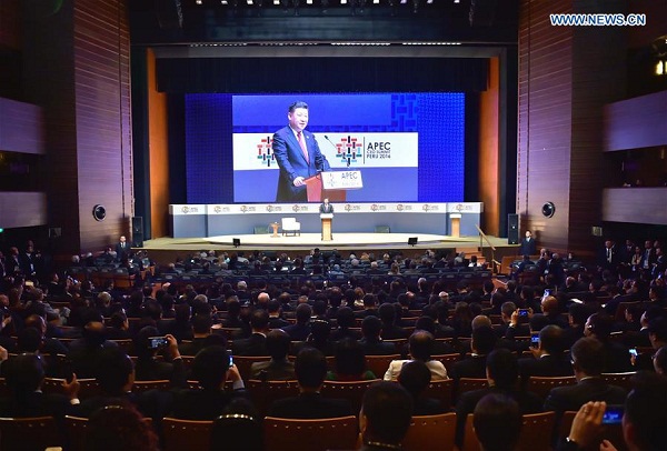 Chinese President Xi Jinping delivers a keynote speech at the Asia-Pacific Economic Cooperation (APEC) CEO Summit in Lima, Peru, Nov. 19, 2016. (Xinhua/Li Tao) Chinese President Xi Jinping delivers a keynote speech at the Asia-Pacific Economic Cooperation (APEC) CEO Summit in Lima, Peru, Nov. 19, 2016. (Xinhua/Li Tao)