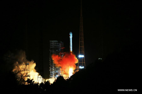 The Tianlian I-04 satellite is launched from the Xichang Satellite Launch Center in Xichang, southwest China's Sichuan Province, Nov. 22, 2016. (Photo: Xinhua/Du Cai) The Tianlian I-04 satellite is launched from the Xichang Satellite Launch Center in Xichang, southwest China's Sichuan Province, Nov. 22, 2016. (Photo: Xinhua/Du Cai)