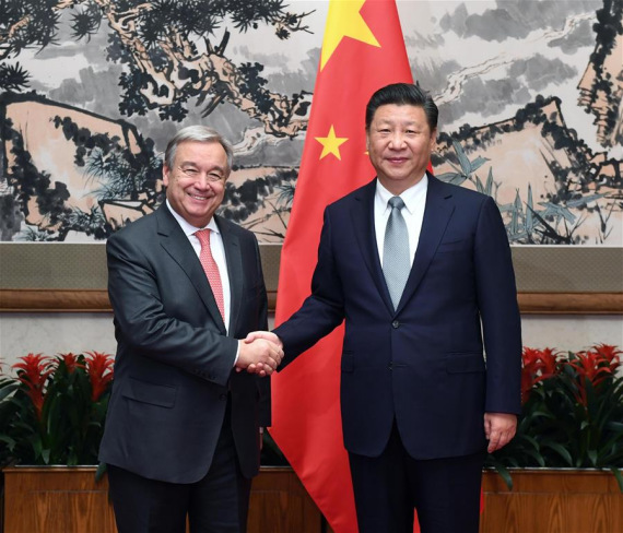 Chinese President Xi Jinping (R) meets with United Nations Secretary-General designate Antonio Guterres in Beijing, capital of China, Nov. 28, 2016. (Photo Xinhua/Rao Aimin) Chinese President Xi Jinping (R) meets with United Nations Secretary-General designate Antonio Guterres in Beijing, capital of China, Nov. 28, 2016. (Photo Xinhua/Rao Aimin)