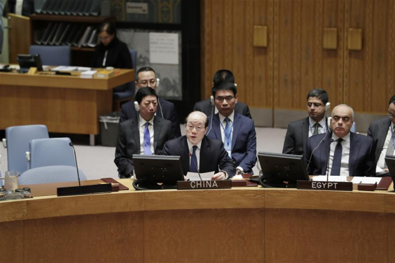 Liu Jieyi (C, front), the Chinese permanent representative to the United Nations, speaks after the UN Security Council adopted a resolution to tighten sanctions on the Democratic People's Republic of Korea (DPRK) in response to the country's fifth nuclear test, at the UN headquarters in New York, on Nov. 30, 2016. (Photo: Xinhua/Li Muzi) Liu Jieyi (C, front), the Chinese permanent representative to the United Nations, speaks after the UN Security Council adopted a resolution to tighten sanctions on the Democratic People's Republic of Korea (DPRK) in response to the country's fifth nuclear test, at the UN headquarters in New York, on Nov. 30, 2016. (Photo: Xinhua/Li Muzi)