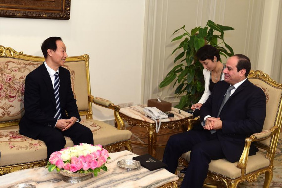 Wang Jiarui (L), vice chairman of the National Committee of the Chinese People's Political Consultative Conference, meets with Egyptian President Abdel Fattah al-Sisi in Cairo, Egypt, on Dec. 1, 2016. (Photo: Xinhua/Zhao Dingzhe) Wang Jiarui (L), vice chairman of the National Committee of the Chinese People's Political Consultative Conference, meets with Egyptian President Abdel Fattah al-Sisi in Cairo, Egypt, on Dec. 1, 2016. (Photo: Xinhua/Zhao Dingzhe)