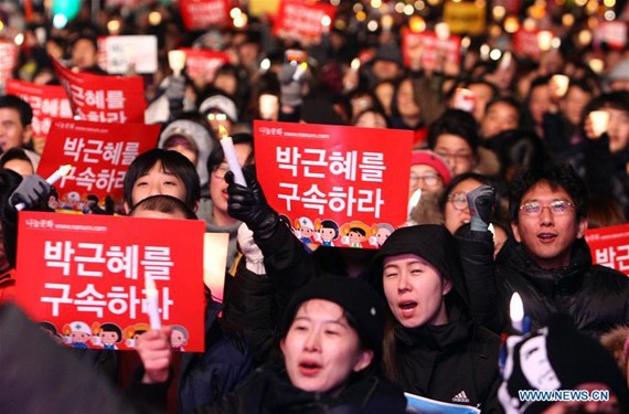 People attend a rally calling for the resignation of South Korean President Park Geun-hye in Seoul, South Korea, on Dec. 3, 2016.(Photo/Xinhua/Yao Qilin) People attend a rally calling for the resignation of South Korean President Park Geun-hye in Seoul, South Korea, on Dec. 3, 2016.(Photo/Xinhua/Yao Qilin)