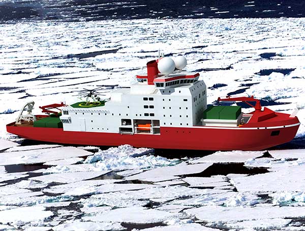 An artist's rendering of the first polar icebreaker that will be built entirely in China. (Photo/Xinhua) An artist's rendering of the first polar icebreaker that will be built entirely in China. (Photo/Xinhua)