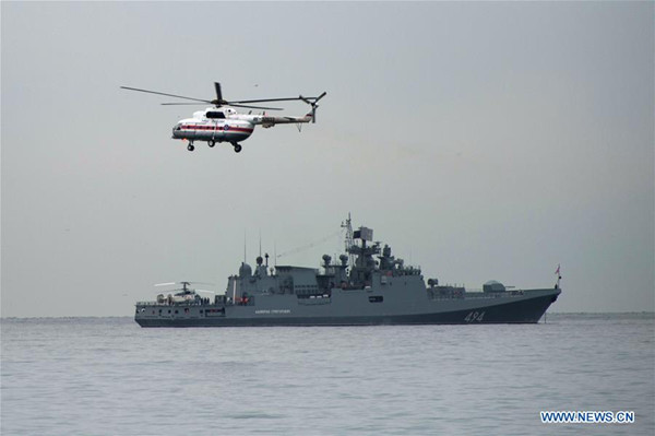 Photo taken on Dec. 27, 2016 shows a navy ship and a helicopter taking part in a rescue operation on the Black Sea coast at the crash site of Russian Defense Ministry's Tu-154 aircraft near Sochi, Russia. The main flight recorder of the Russian military Tu-154 aircraft that crashed Sunday into the Black Sea has been retrieved from the wreckage, the Russian Defense Ministry said Tuesday. (Xinhua/Sputnik) Photo taken on Dec. 27, 2016 shows a navy ship and a helicopter taking part in a rescue operation on the Black Sea coast at the crash site of Russian Defense Ministry's Tu-154 aircraft near Sochi, Russia. The main flight recorder of the Russian military Tu-154 aircraft that crashed Sunday into the Black Sea has been retrieved from the wreckage, the Russian Defense Ministry said Tuesday. (Xinhua/Sputnik)